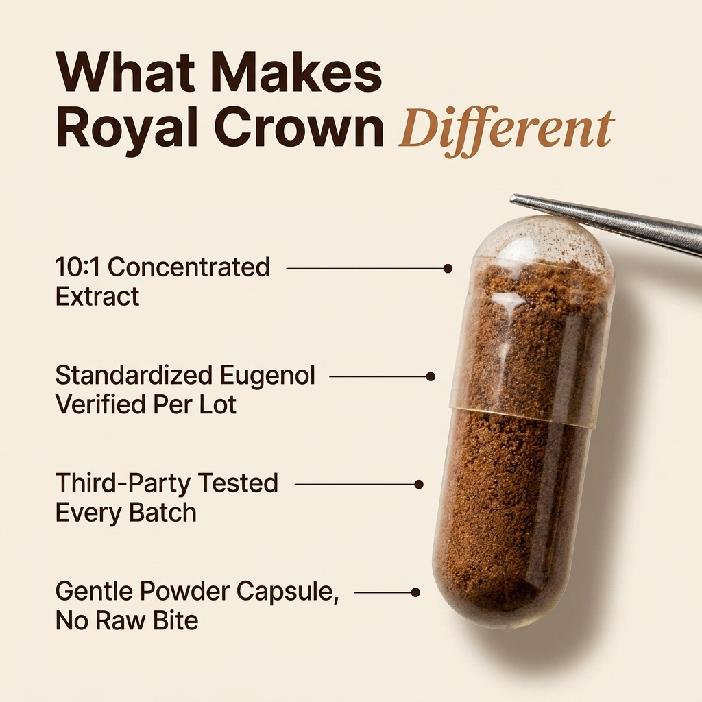 Royal Crown Aged Clove Extract - 1,000mg High Eugenol Daily Capsules