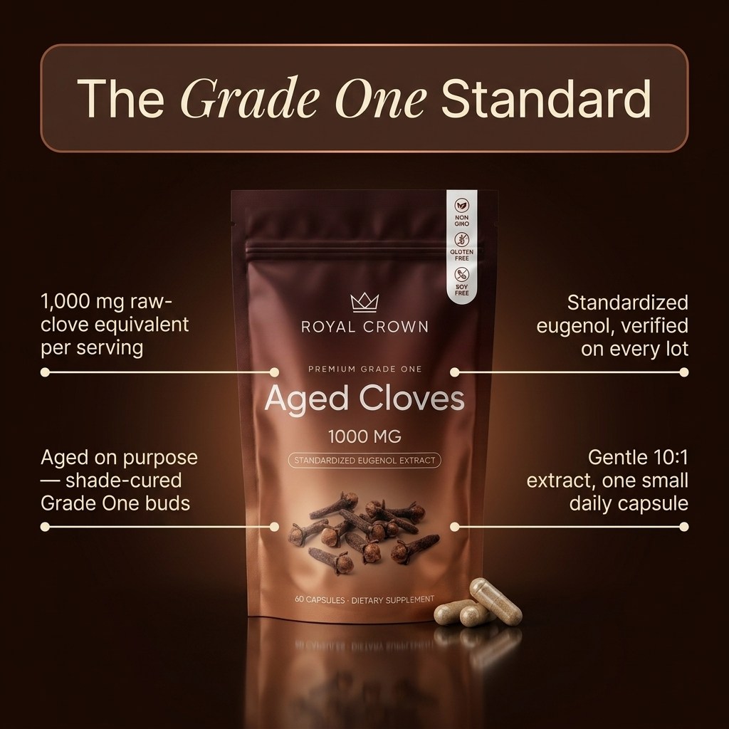 Royal Crown Aged Clove Extract - 1,000mg High Eugenol Daily Capsules